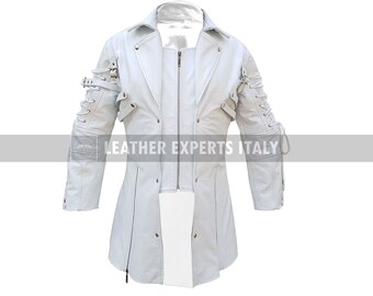 long white leather coat