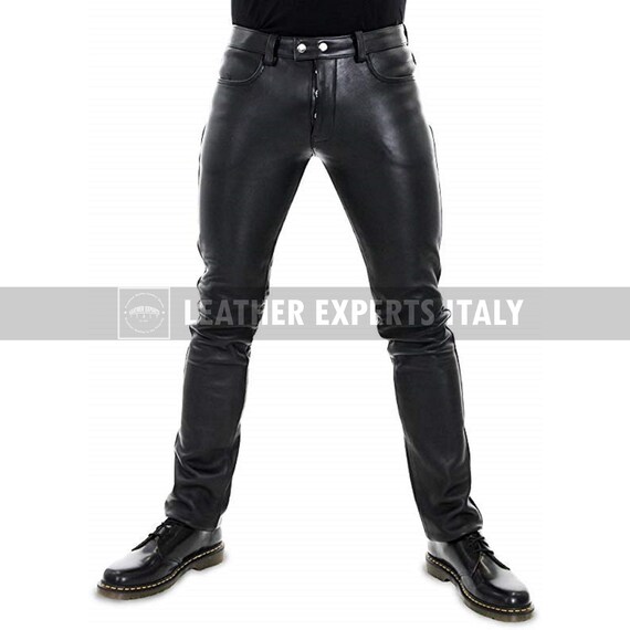 Pantaloni da festa in pelle da uomo Pantaloni in vera pelle di | Etsy Italia