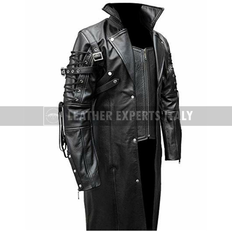 Mens Leather Steampunk Coat Long Leather Coat Trench Coat Real | Etsy