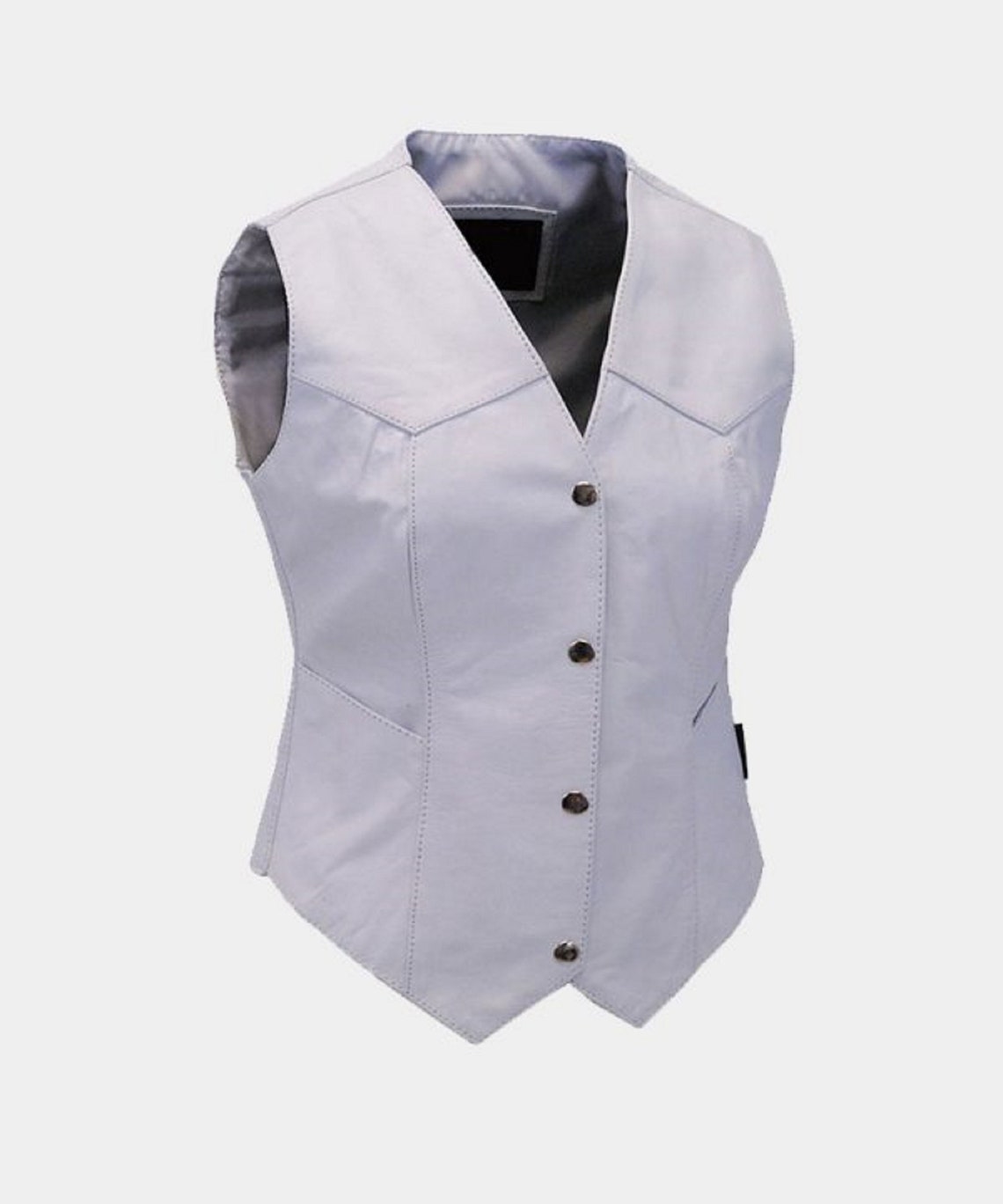 White Mens Leather Vest Classic Leather Motorcycle Biker Vest Etsy