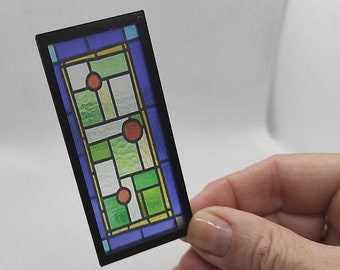 Window STAINED GLASS Miniature. Dollhouse scale. Cubes Model. Custom size and more models available
