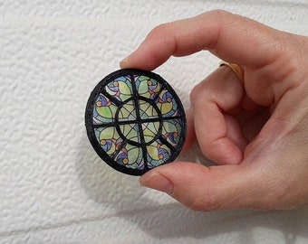 Window glass stained round Miniature. Dollhouse scale. Custom size and more models available