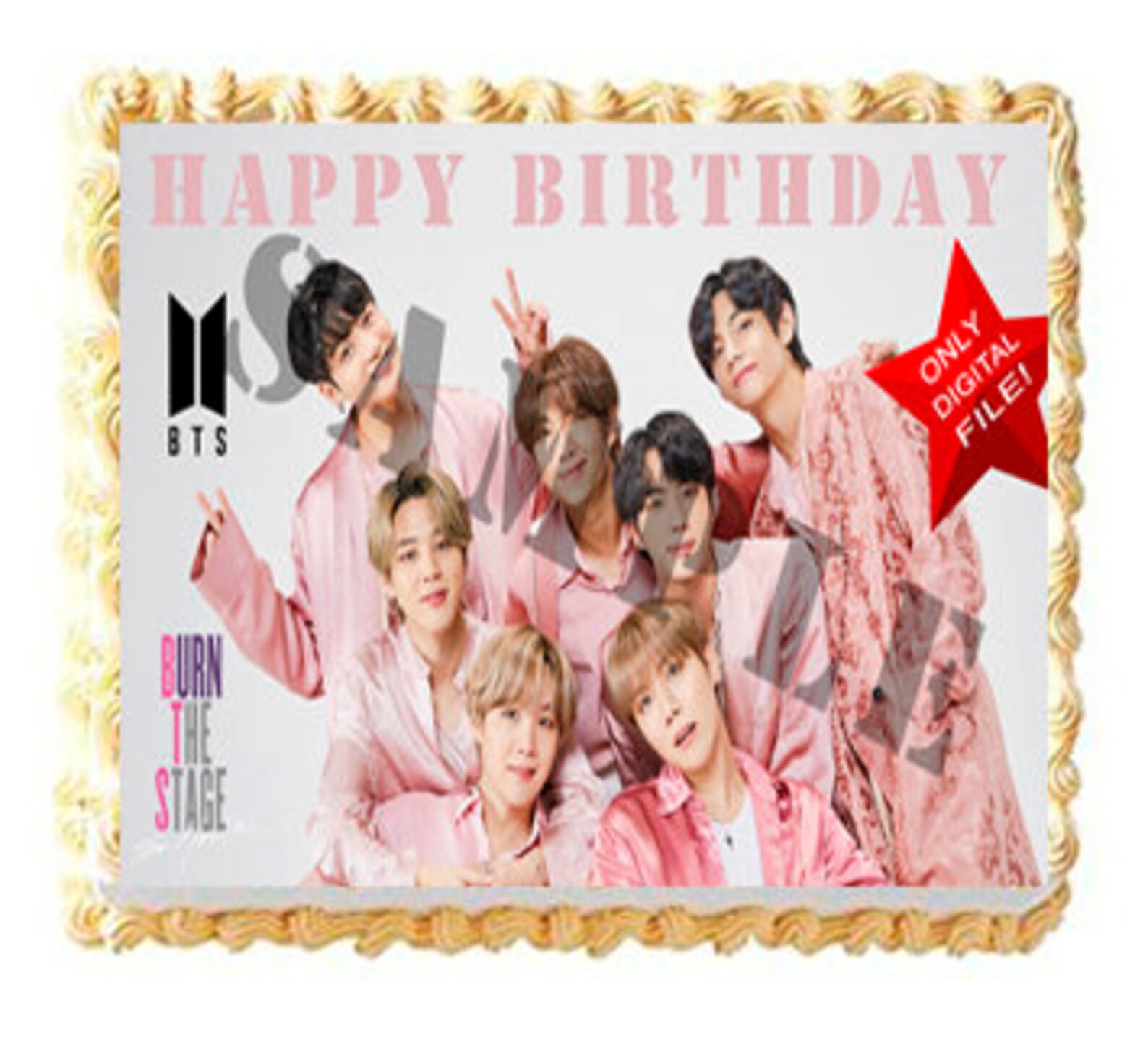 BTS Happy Birthday Party. Cake Topper Digital printable Etsy