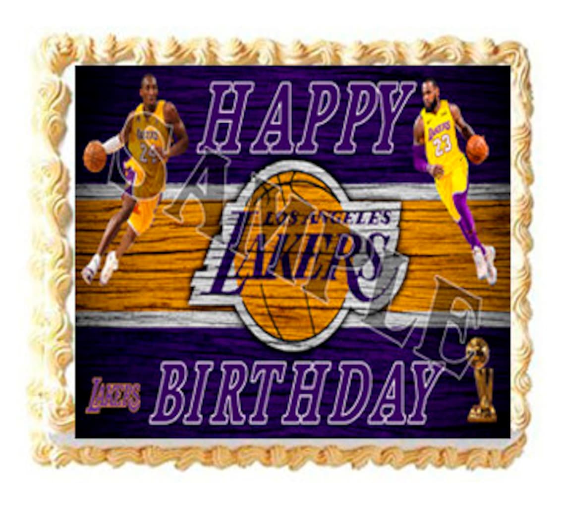 NBA Lakers cake Happy Birthday Party. Cake Topper Digital ...