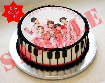 BTS CUSTOM Happy Birthday Party. Cake Topper DIGITAL printable Version.