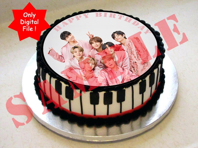 bts custom happy birthday party cake topper digital printable etsy