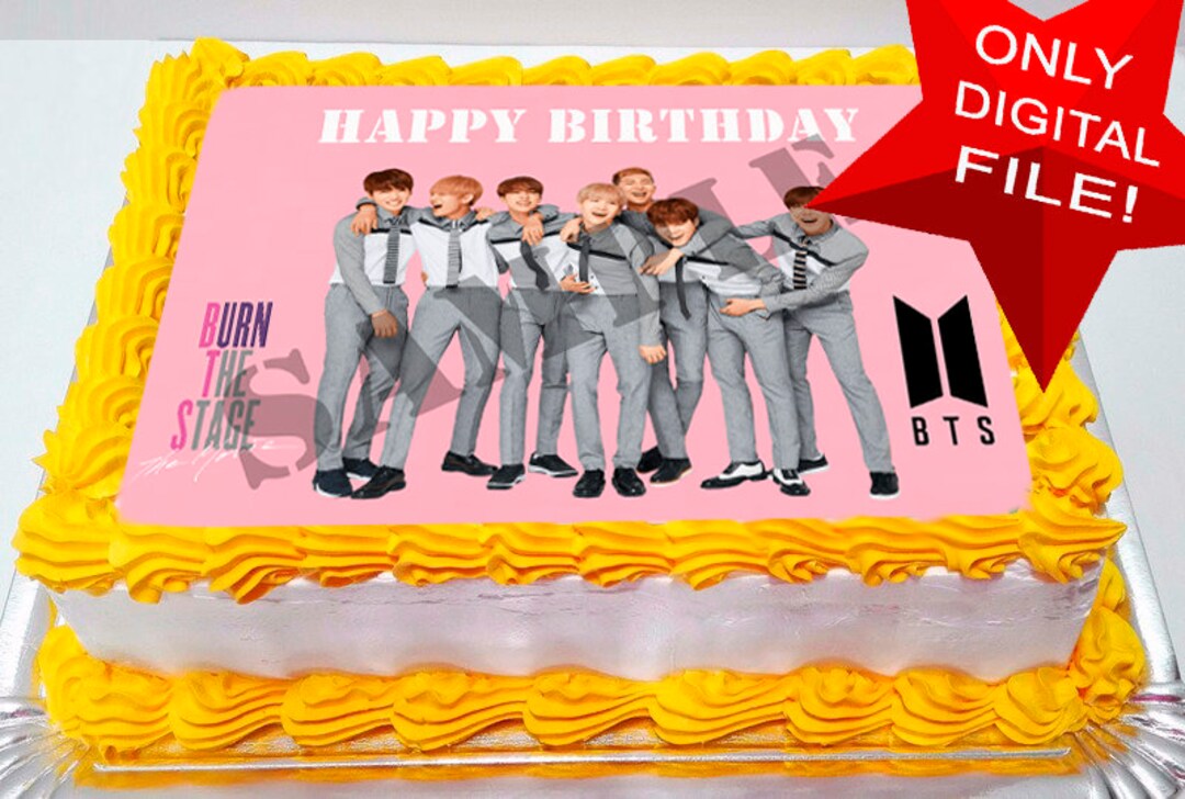 Fiesta de feliz cumpleaños BTS. Cake Topper Imprimible digital pastel de bts Fiesta de feliz cumpleaños BTS. Cake Topper Imprimible digital