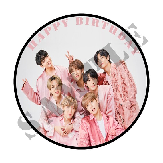 bts custom happy birthday party cake topper digital printable etsy