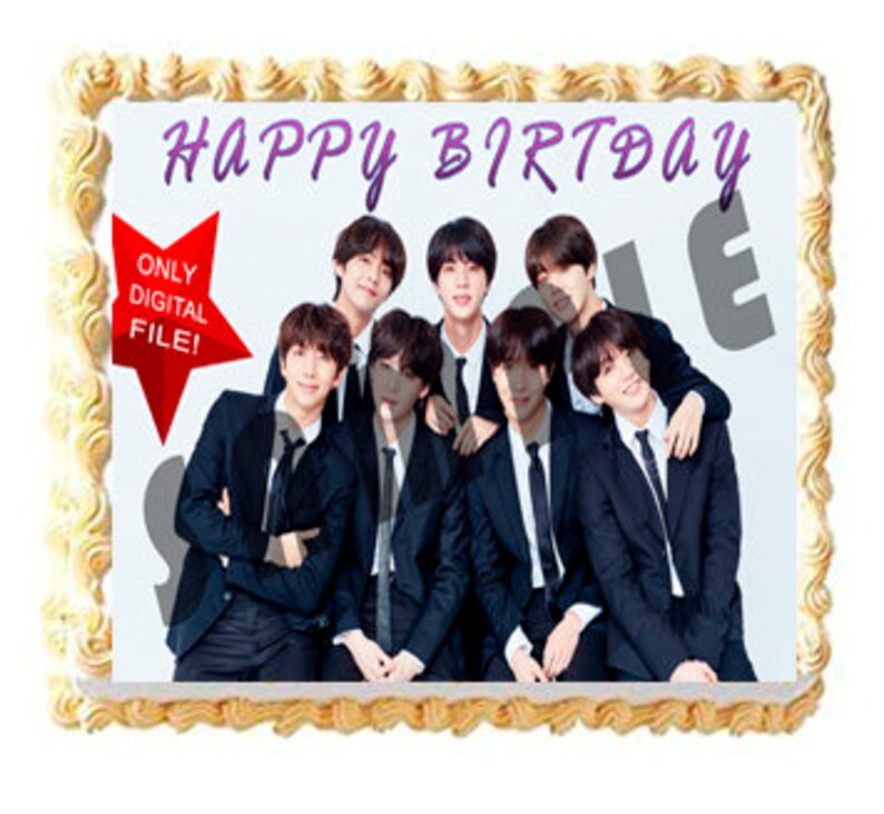 BTS Happy Birthday Party. Cake Topper Digital printable Etsy