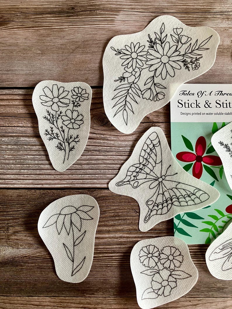 Printable Stick and Stitch Spring Meadow Hand Embroidery Water Soluble ...