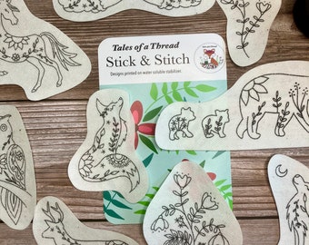 Stick and Stitch Folklore Waldtier Hand Stickerei Wasserlösliche Designs für Creolen, Kleidung, Taschen, Hüte, Mützen, T-Shirts, Sweatshirts
