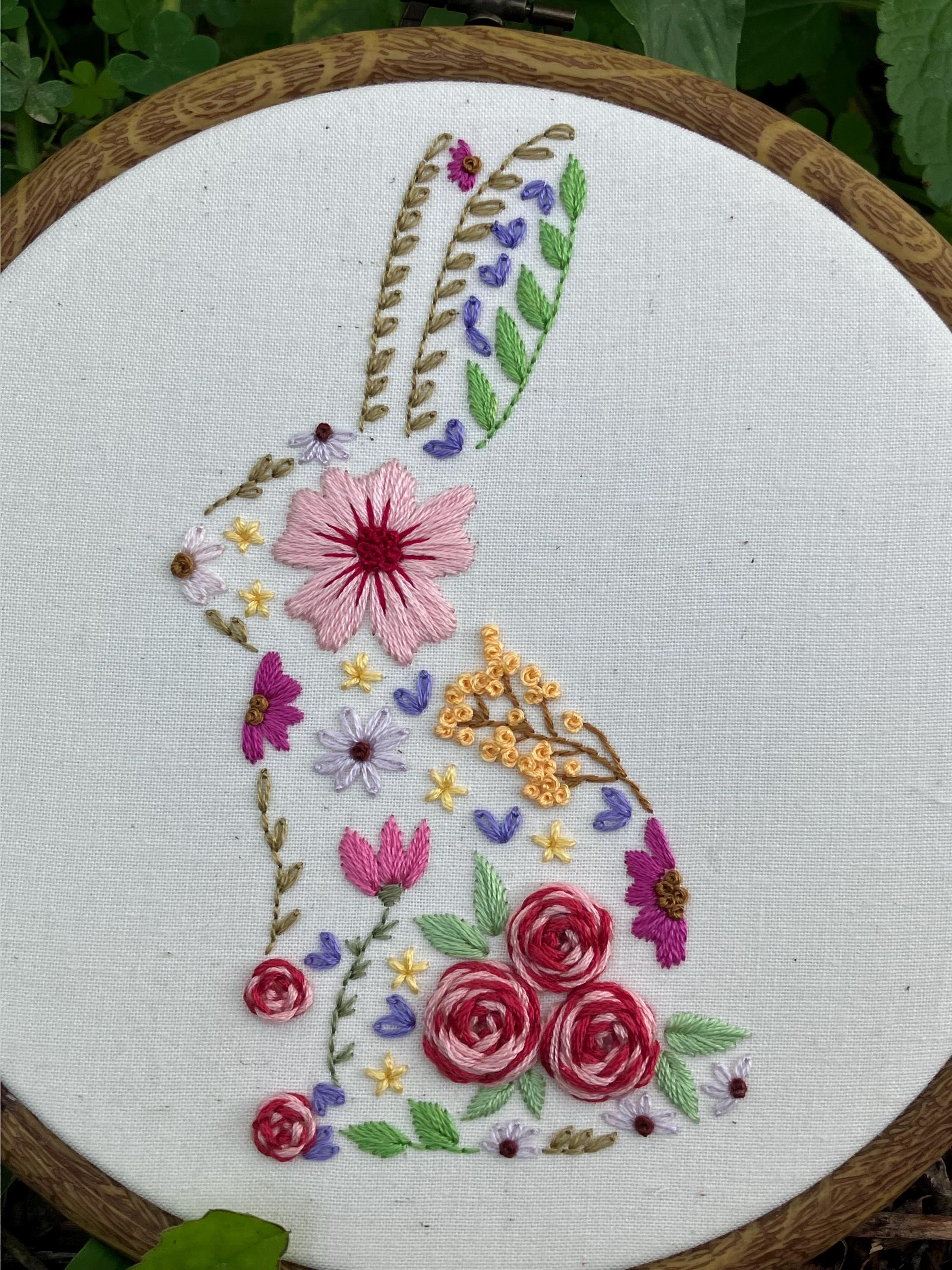 Blooming Bunny Hand Embroidery Pattern PDF DIY Easy to Follow ...