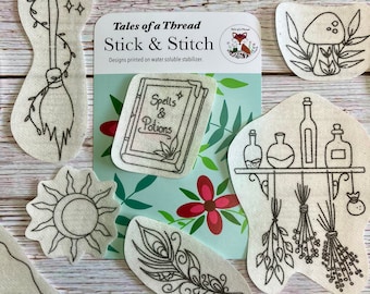 Stick and Stitch Hexe Himmlische Hand Stickerei Designs für Stickrahmen, Kleidung, Taschen, Hüte, Mützen, T-Shirts, Sweatshirts