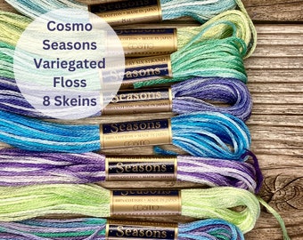 Lecien Cosmo Seasons Floss Pack of variegated floss skeins | 8 skeins of 6 strand cotton thread | Under the Sea color pack