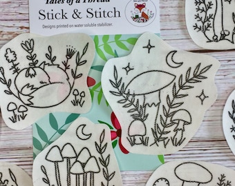 Stick und Stitch Pilz Fliegenpilz Hand Stickerei wasserlösliche Designs für Reifen, Kleidung, Taschen, Hüte, Mützen, T-Shirts, Sweatshirts