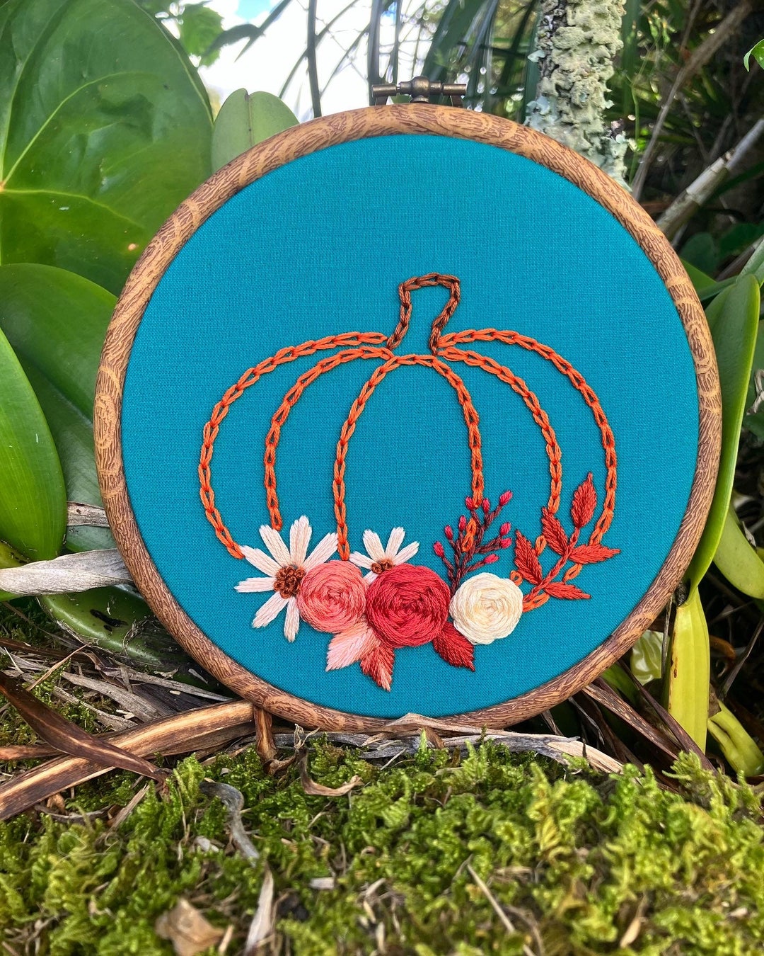 Floral Pumpkin Embroidery Stitch Along Template, Material/ Supply Guide ...