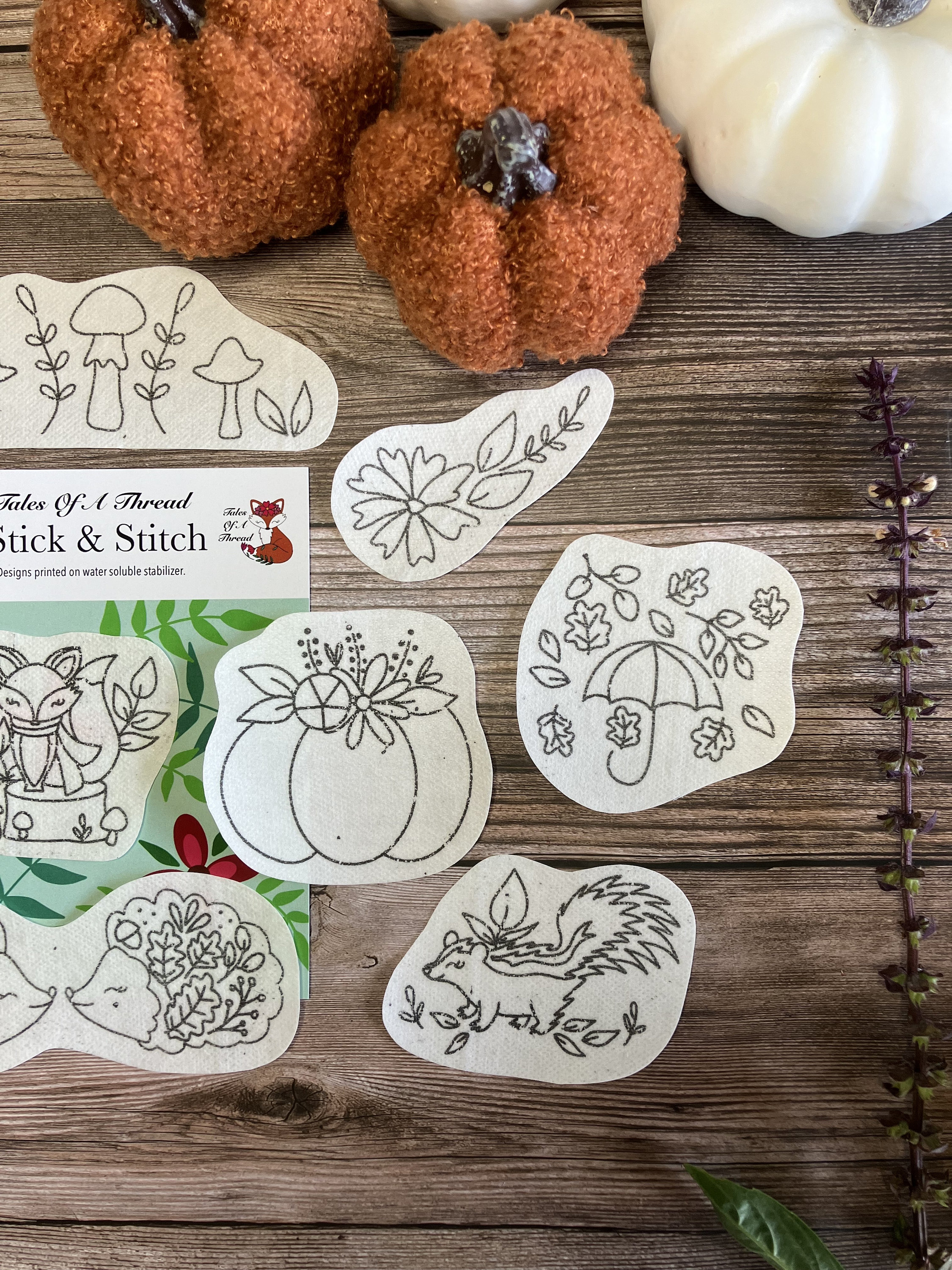 Stick and Stitch Autumn Whimsy Fall Hand Embroidery Water Soluble ...