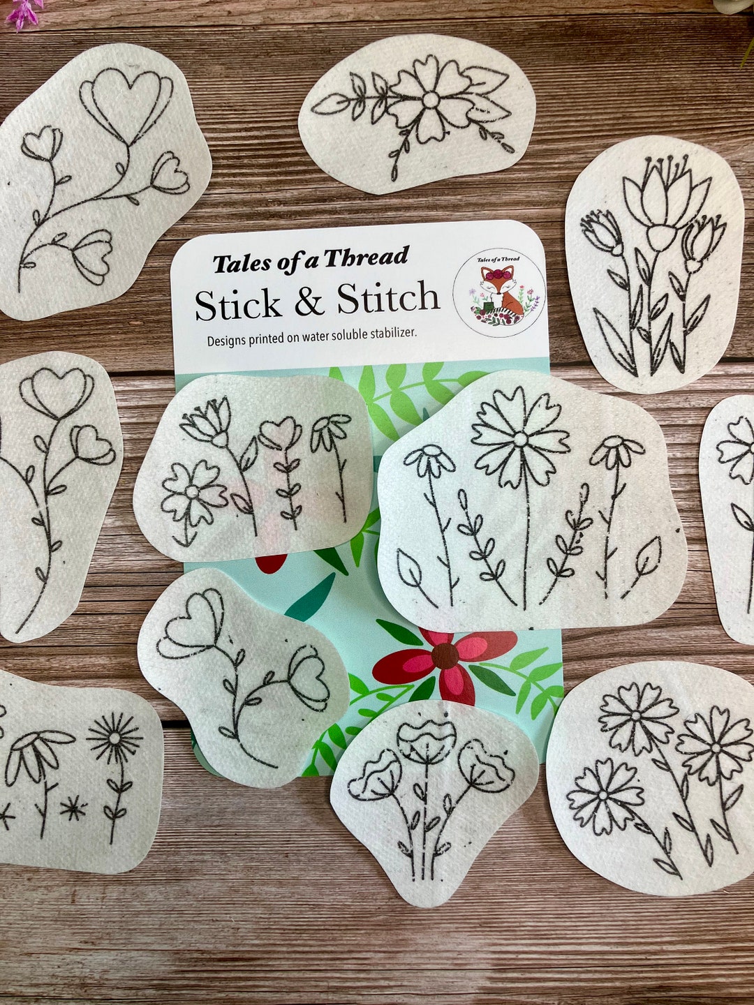 Stick and Stitch Wildflowers Floral Bloom Hand Embroidery Water Soluble ...