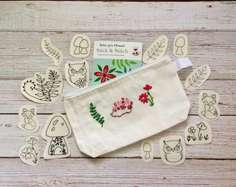 Stick and Stitch Forest Friends Water Soluble Hand Embroidery Designs for Clothes, Totes, Caps, Hats, Hoops, Sweatshirts, Onesies, Shirts