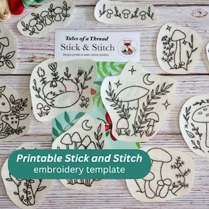 Diseños solubles en agua para bordar a mano con forma de hongo venenoso, para imprimir, pegar y coser, para ropa, bolsos, sombreros, gorras, camisetas y sudaderas