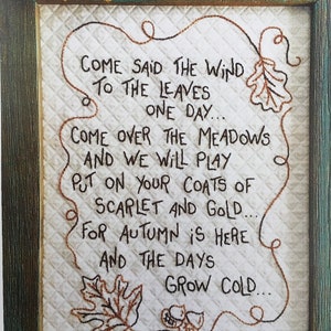 Come Said the Wind Ready to Stitch Embroidery Kit. No Hoop Needed ...
