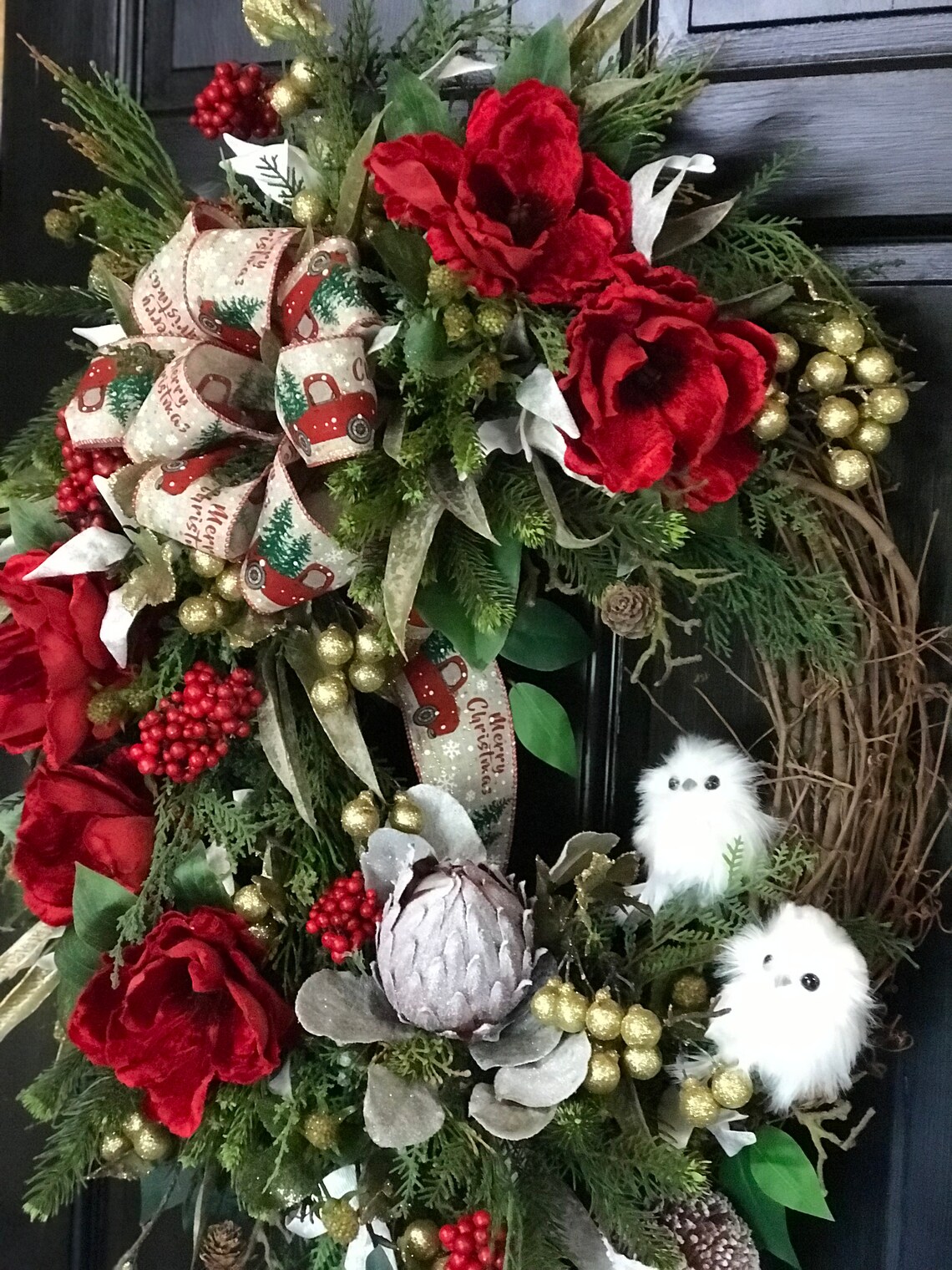 Elegant Christmas Wreath With A Beautiful Bow Made From Ribbon Etsy UK