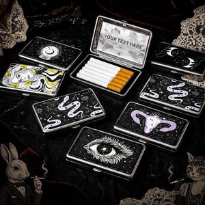 CUSTOM ENGRAVED Cigarette Case / Joint Case | Witchy Cigarette Case Celestial Smoker Accessories for her Smoker Gift,Girly Joint Holder