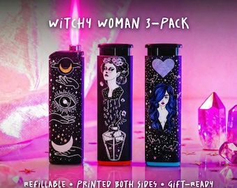 Refillable Vamp Babe Jet Flame Torch Lighter Windproof Gas Lighter Witchy  Woman Cute Aesthetic Lighter Gift for Smoker