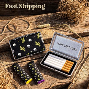 tommy shelby cigarette holder KY Premium Quality 20 Sticks Vintage Tommy Shelby Portable Engraved Metal  Aluminum Cigarette Case with Lighter