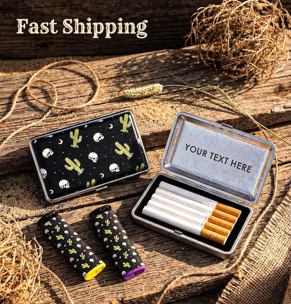 accessories for cigarette smokers SET OF 2 Desert Skull Cigarette Case & Lighter | Smoking Accessories,  Unique Lighters, Weed Gifts for Him or Her, Joint Holder, Blunt Case