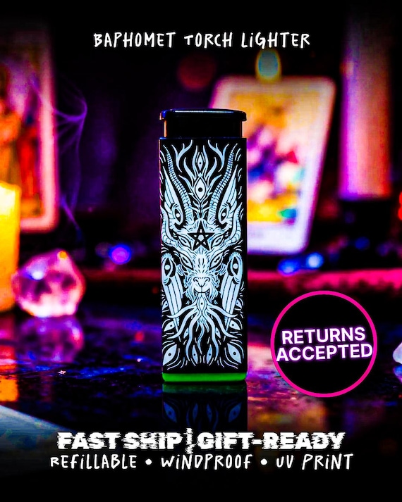 Refillable Baphomet Lighter by XinaXiii Windproof Celestial Aesthetic  Lighter Witchy Demon Stoner Gifts For Outdoor Cigarette Cigar & Candle