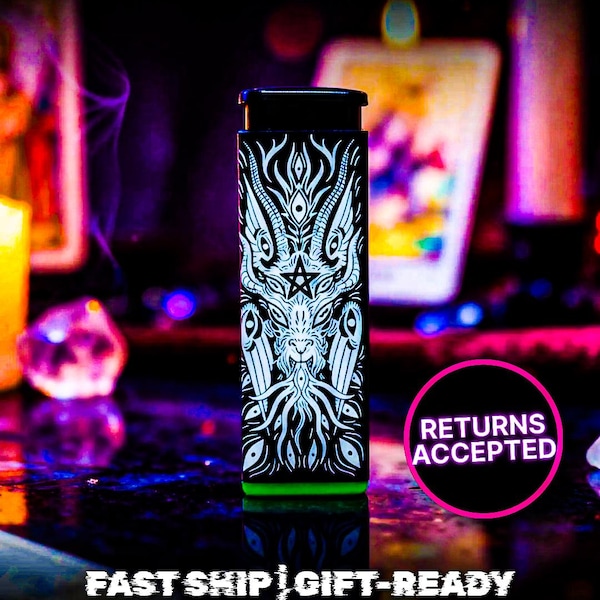 Refillable Baphomet Lighter by XinaXiii Windproof Celestial Aesthetic Lighter Witchy Demon Stoner Gifts For Outdoor Cigarette Cigar & Candle