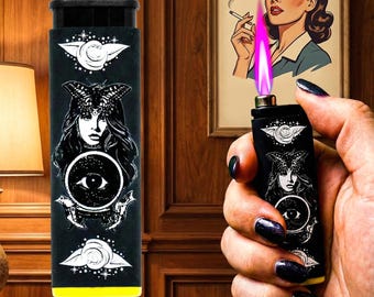CHOOSE YOUR COLOR Refillable Jet Flame Torch Lighter Windproof | Magic Oracle Lighter| unique lighters for women, tarot gifts, occult gifts