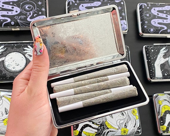 gifts for a cigarette smoker Holy Smokes Cigarette Case for Smokers Metal Joint Holder - Stoner Girl  Gifts - Smoker Gift for Her, 420 Gifts, Funny Weed Gifts Cannabis