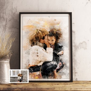 Personalised Digital Art Print | Custom Portrait  |'Watercolour' Style | Wall Art From Photo | Family Painting From Picture|UK Free Delivery