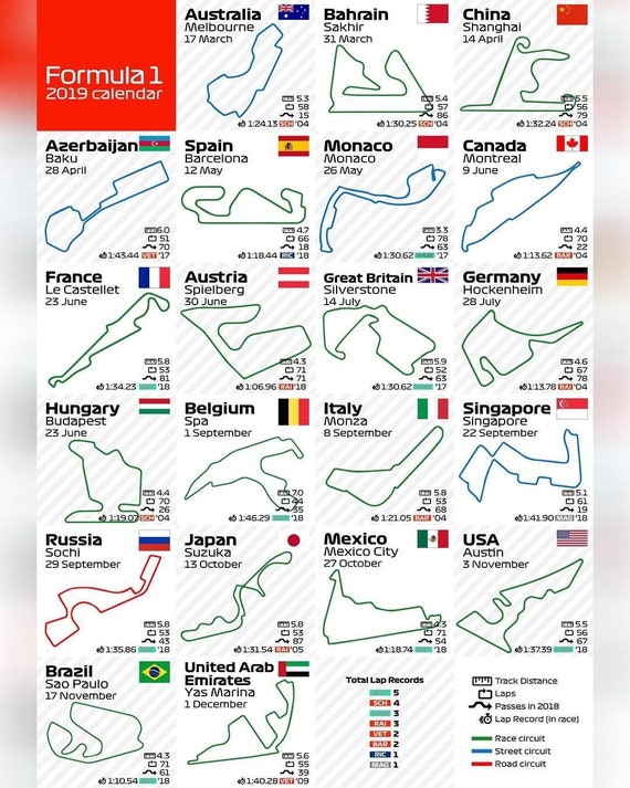 calendar formula 1 2019