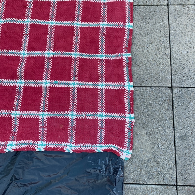 Vintage North African Berber Red Tartan Rug Large 1970s Etsy