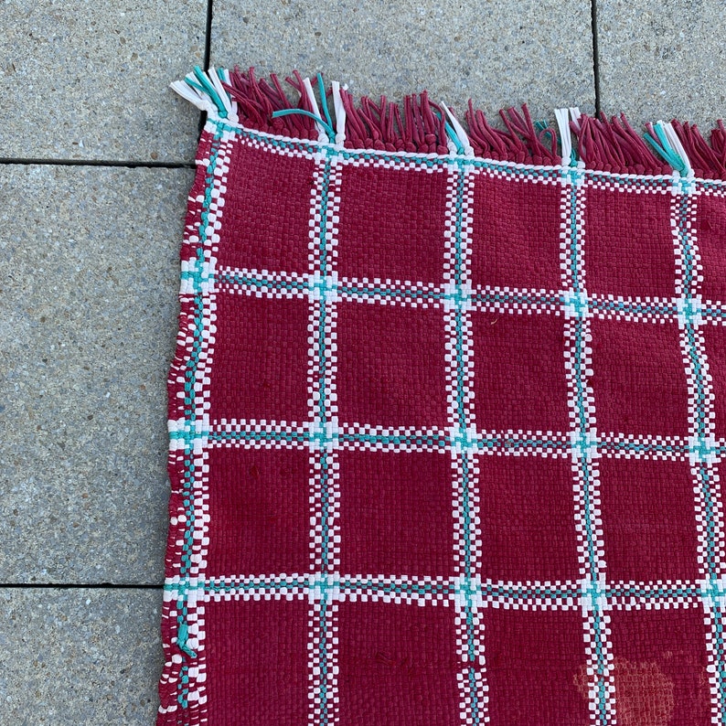 Vintage North African Berber Red Tartan Rug Large 1970s Etsy