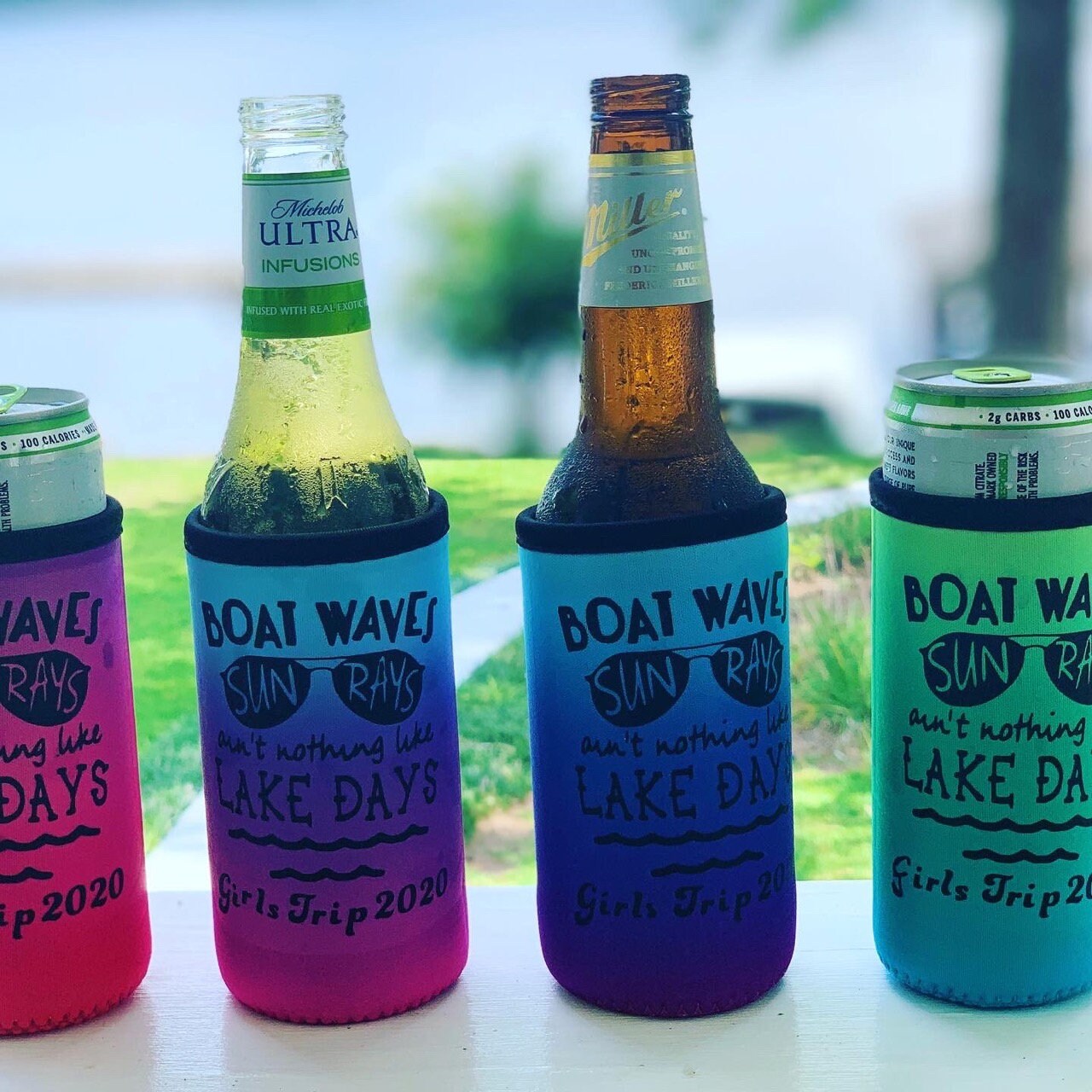 Lake Koozie Boat Waves Sun Rays Skinny Koozie Etsy