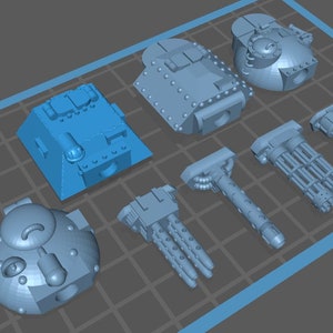Gaslands Modular Tank Turrets and Weapons pack digital files STL for 3D printing Hotwheels Matchbox MG