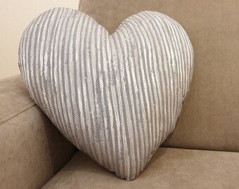 grey heart shaped cushion