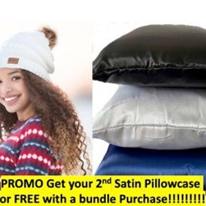 Satin Bundle: Satin X-Large semi slouchy beanie mit einem Satin Kissenbezug und es wird ein 2