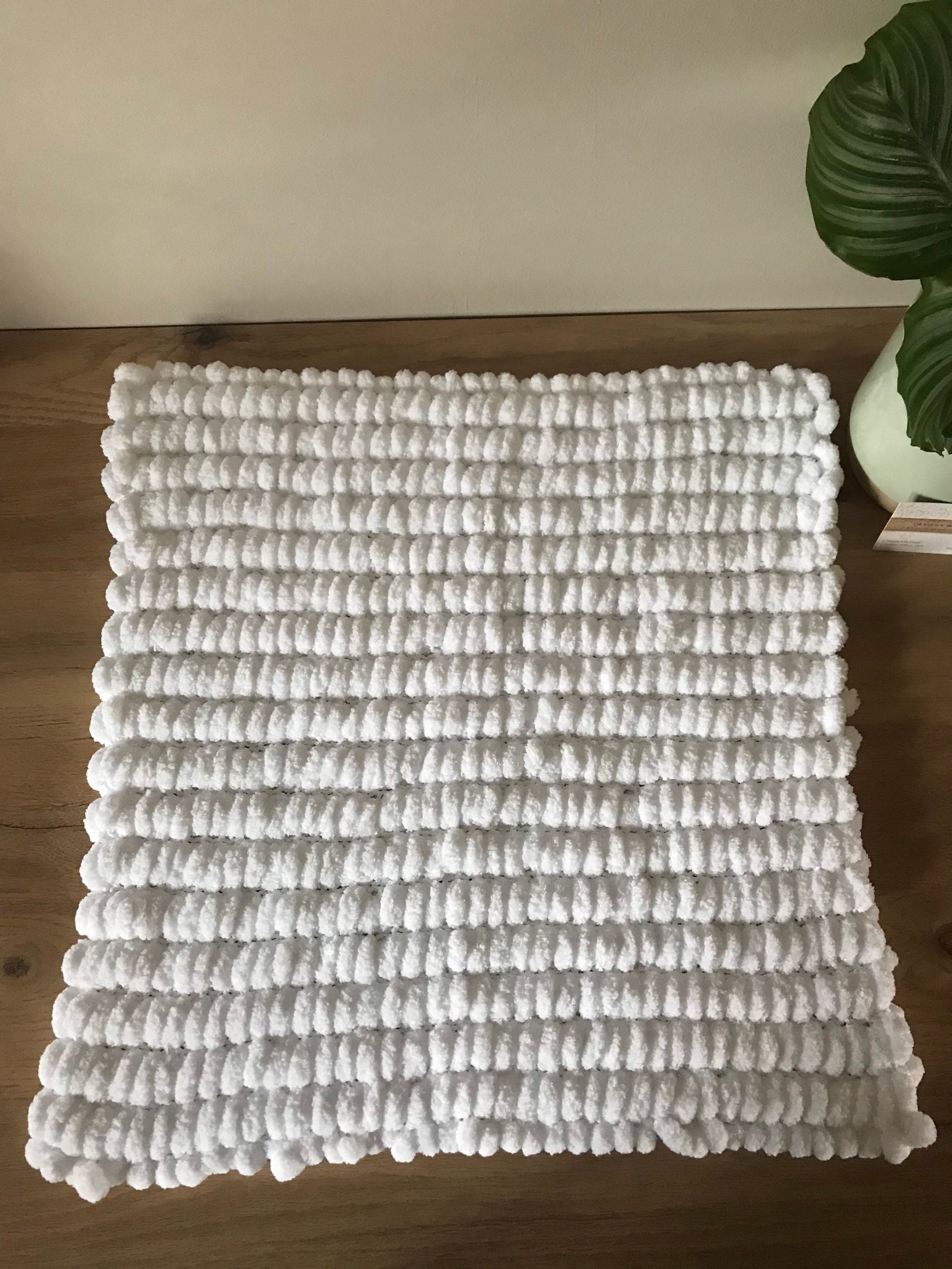 White baby Pom Pom blanket soft and fluffy handmade knitted Etsy