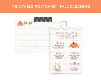 Thieves Fall Cleaning, Young Living, Essential Oils, Digital Download, Printable, PSK, Happy Mail, Postcard, Infograph, Marketing Material,