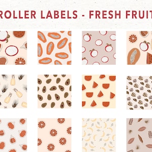 Fresh Fruit Roller Labels, Modern Fruit, boho, watercolor, digital, printable, essential oil, young living, roller bottle, labels, spring