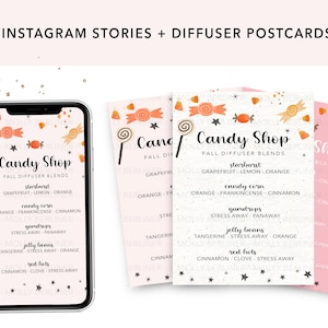Candy Shop Diffuser Blends, Druckbare Postkarte, Instagram Story, Geschichten, Halloween, Herbst, ätherische Öle, PSK, Young Living, Happy Mail, eo