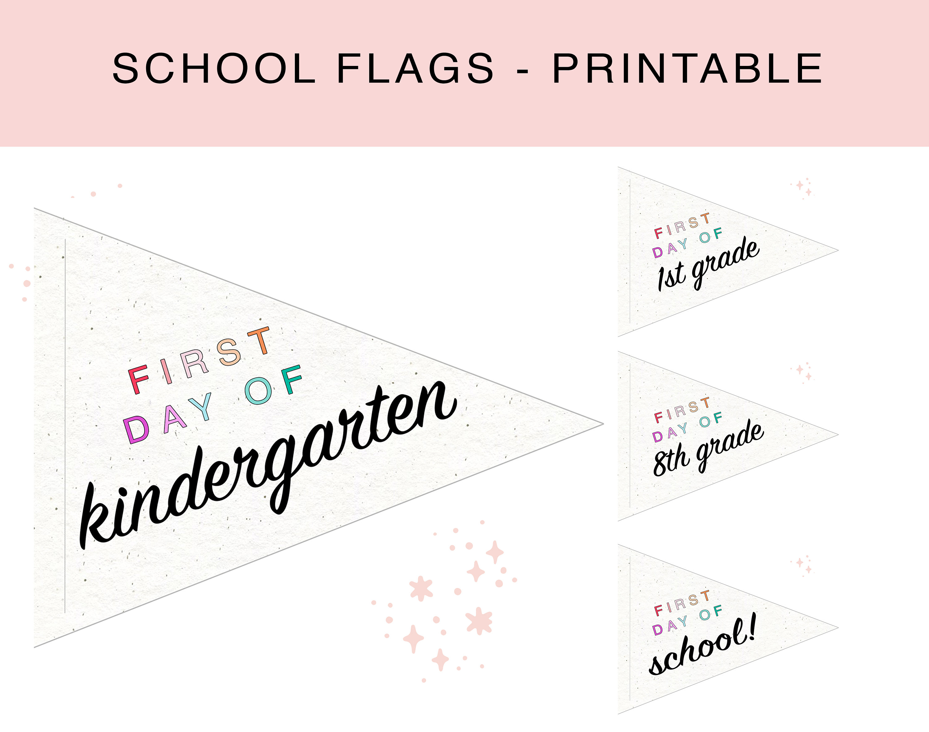 School Flags, Printable, Digital Download, Instagram Flag, First Day of ...