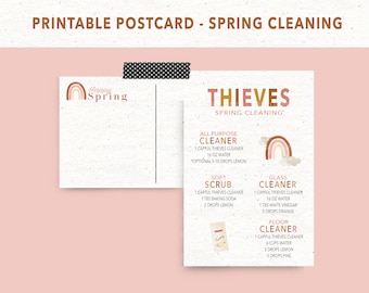 Spring Cleaning, digital download, thieves, thieves cleaner, happy mail, pdf, young living, welcome package, cleaning, postcard, card, oils