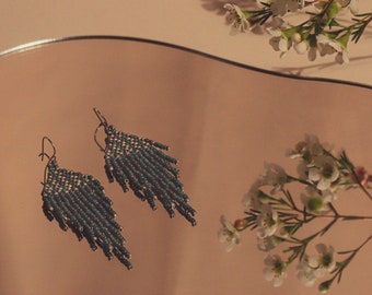 Cambridge Blue  • Handwoven Beaded Jewelry / Seed beads / Statement Earrings