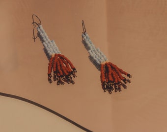 Fiery Spike  • Handwoven Beaded Jewelry / Seed beads / Statement Earrings